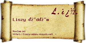 Liszy Ádám névjegykártya